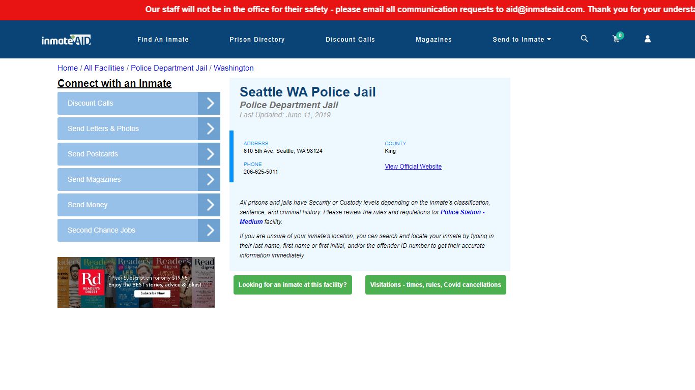 Seattle WA Police Jail & Inmate Search - Seattle, WA